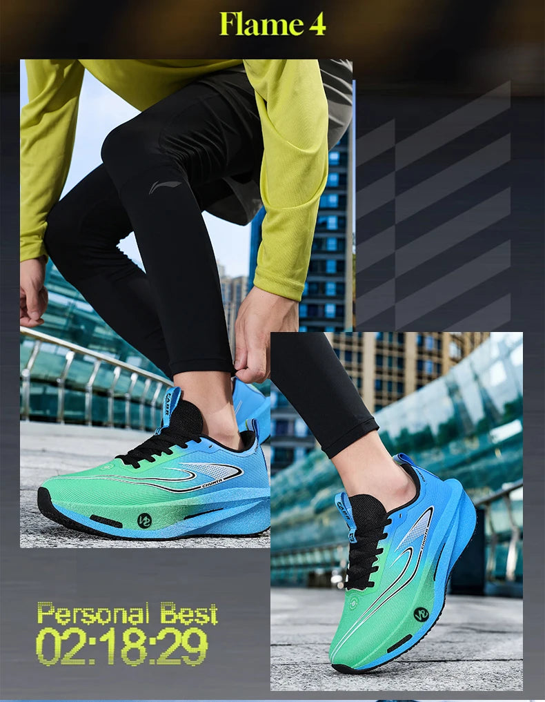 Carbon board men's and women's anti slip running shoes, professional marathon sports breathable mesh CHUNTA sports shoes