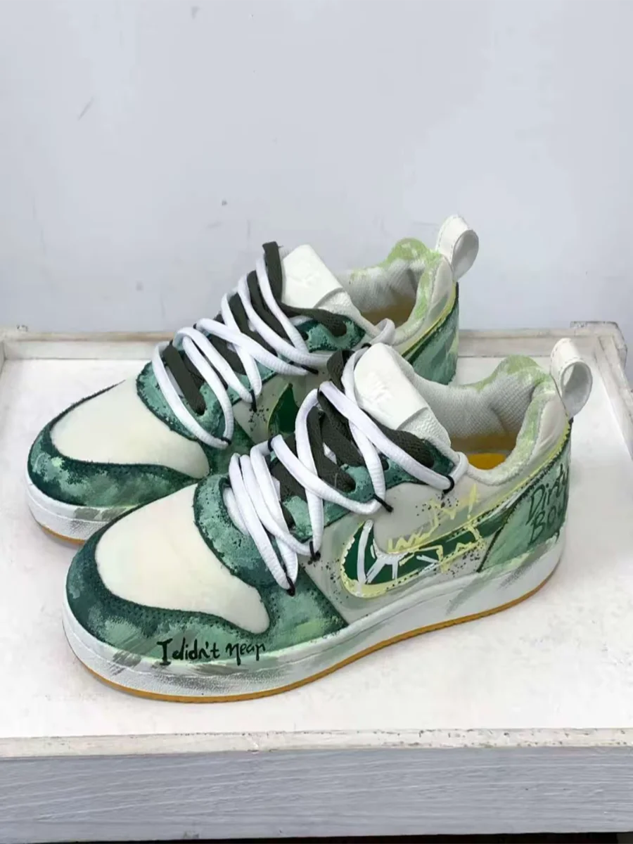 Custom Sneakers Nike Court Borough PRM "Party Star" Custom Deconstructed Graffiti Low-Top Skate Shoes For Men