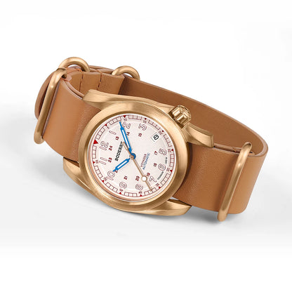Boderry VOYAGER Field Watches Bronze Case Automatic For Seiko NH35 Watch 100M Waterproof Clock Military Vintage Wristwatch Mens