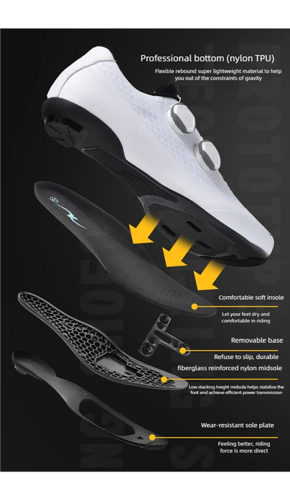 Speed Cycling Sneaker Men's Road Cycling Shoes Cleat Shoes Spd Shoes Cycling Flat Pedal Shoes Man Bike Outdoor Footwear White