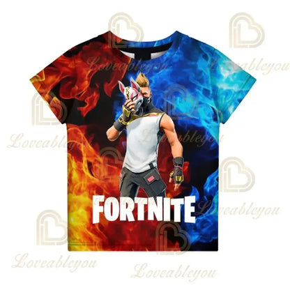 New Fortnite Summer T Shirt Boys Cartoon Cute Tee Short Sleeve Shirt Men Women Children Tshirts Teenager Tee Streetwear Tops