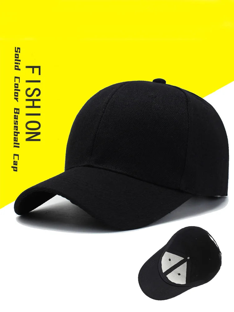Black Cap Solid Color Baseball Cap Snapback Caps Casquette Hats Fitted Casual Gorras Hip Hop Dad Hats Men Women Unisex