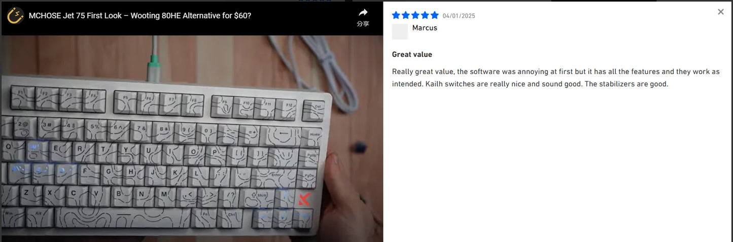 Teclado Gaming MCHOSE Jet 75 com Interruptores Magnéticos Hall Effect, Hot-Swappable, RGB Personalizado, Snap Tap, Latência de 0.1ms e Taxa de Polling de 8kHz