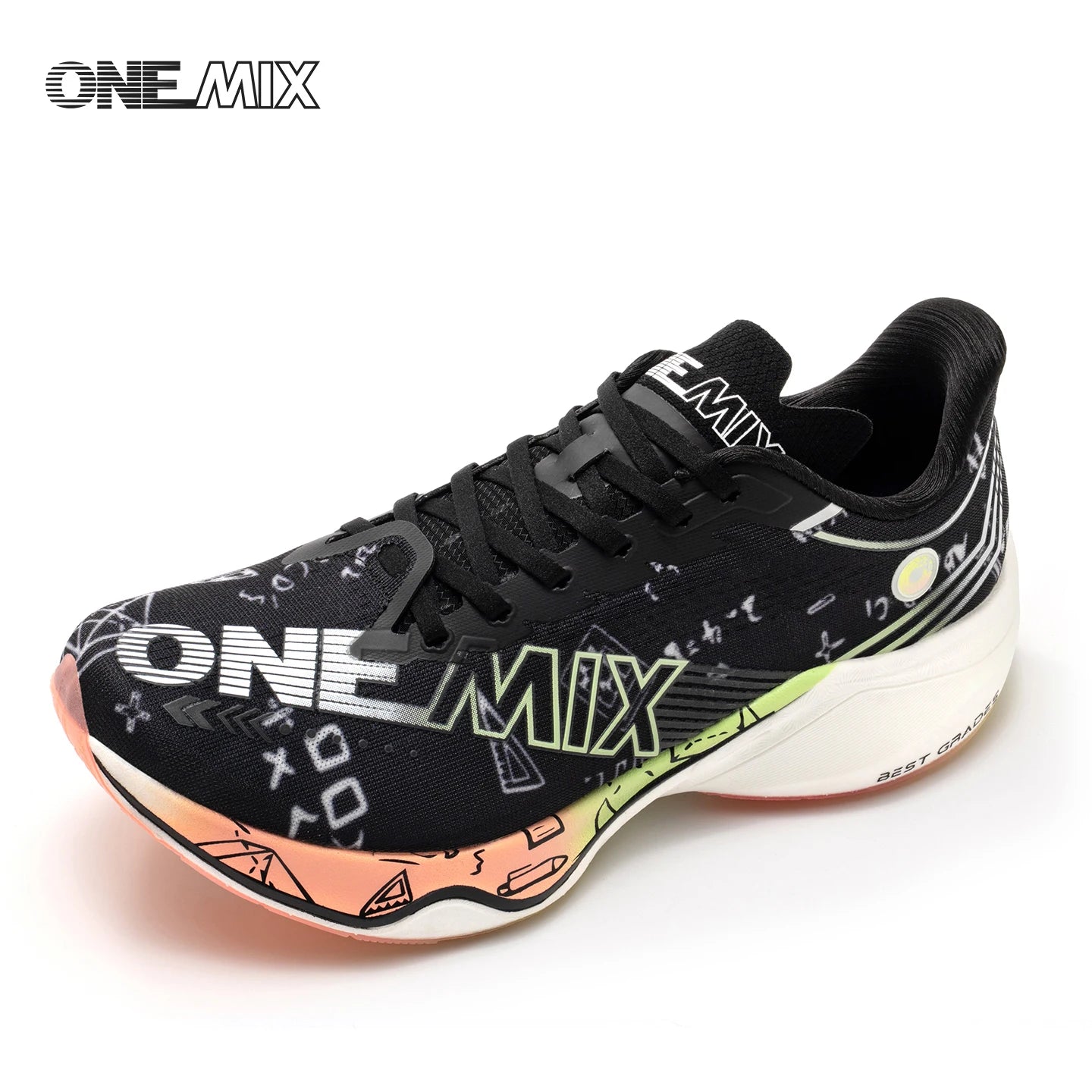 ONEMIX New Nylon Carbon Board Marathon Running Racing Shoes Shock-relief Professional Stable Support Ultra-light Rebound Sneaker