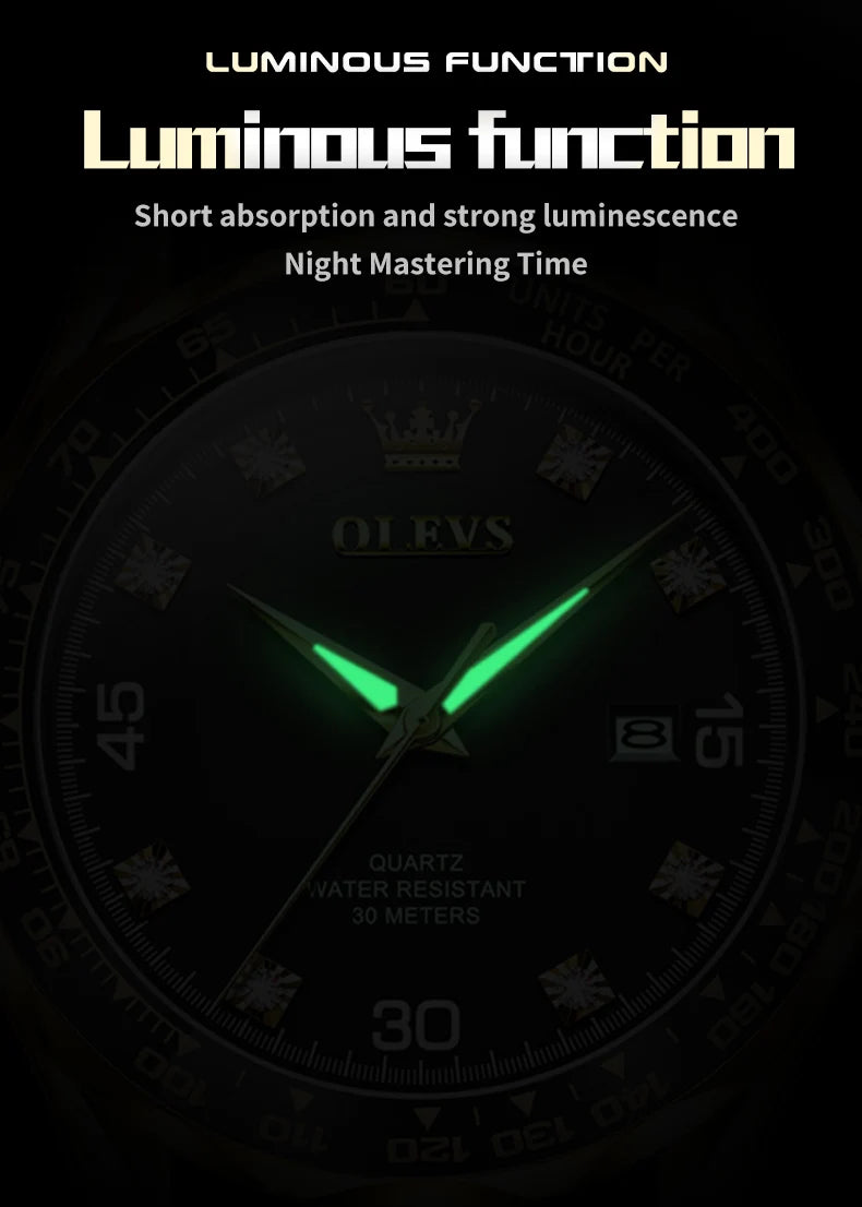OLEVS 9988 Quartz Watch for Men Waterproof Anti-scratch Auto Date Diving Wristwatch Men Original Brand Luxury Diamond Man Watch
