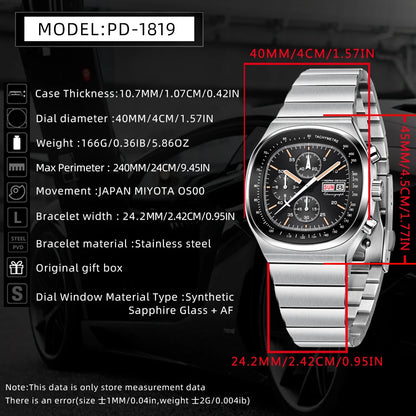 PAGANI DESIGN Men's Chronograph Watch Japan Miyota OS00 Movement Speed Tester Sapphire Waterproof Quartz Watch Reloj Hombre