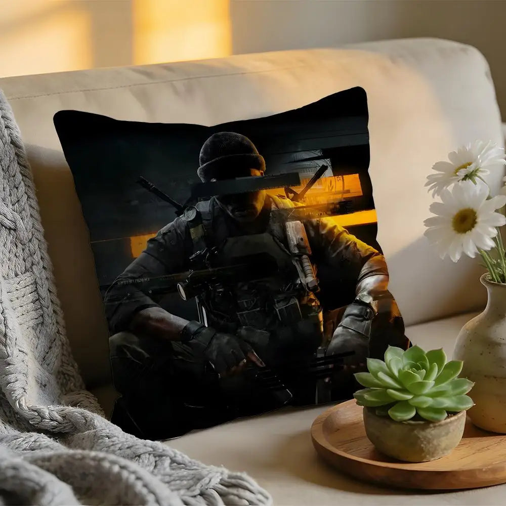 Cushion Cover Washed Linen Soft Breathable Decorative Case for Sofa Home Pillow cover Game C-Call of D-Duty Black Ops