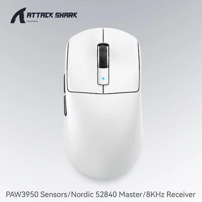 Rato Gaming Attack Shark R6 38g ultraleve, sem fios com taxa de retorno PAW3950 8K, Nordic 52840, 24000DPI, tri-modo