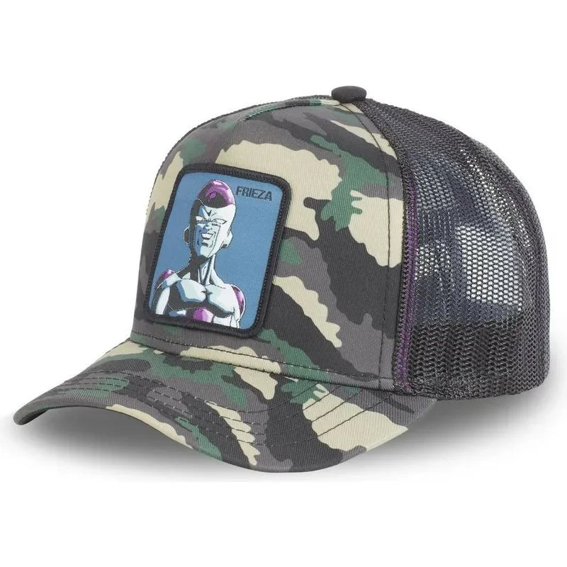 Dragon Ball Buu Goku Cap Ljetna muška kapa s ravnim vrhom i šiljastim obodom, s vezenim uzorkom, hip-hop stil, sunčana vizira, podesiva trucker mrežasta kapa