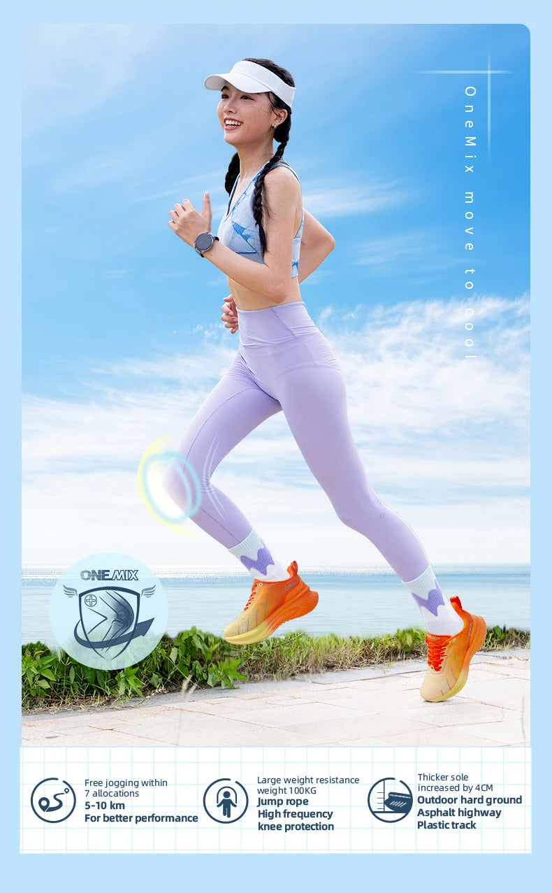 ONEMIX New Cushioned Running Shoes women Fall Winter Heavy Runners Lace-up Women Jump Rope Dance Non-slip Outdoor Sneakers