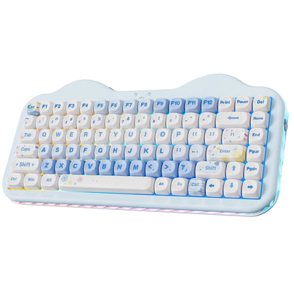 Teclado mecânico sem fios YUNZII C75, 75% cremoso com Hot Swap e RGB personalizável, design Gasket Cute Cake, para Win/Mac/Gaming