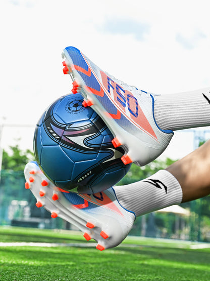 AG/FG Football Boots Kids Youth Teenagers PU+Fabric Upper TPU Sole Non-Slip Firm Ground Training
