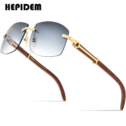 HEPIDEM Buffalo Horn Glasses Men Famous Brand Design Rimless Sunglasses Women Luxury Eyewear Horn-Rim Frameless Buffs Eyeglasses