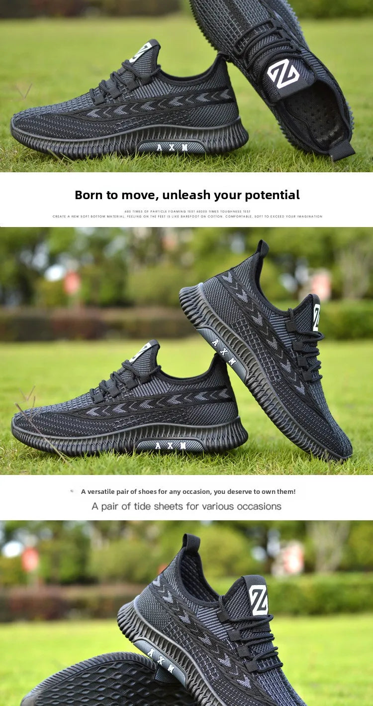 New Summer Men's Shoe Versatile Coconut Shoe Breathable Thin Mesh Casual Slip-On Sports Shoe Comfortable Low Cut round Toe