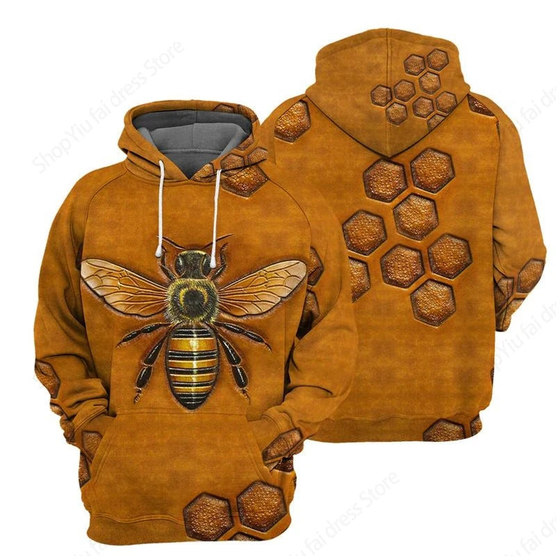 Vintage Hoodies For Men Wolf Bee Animal Pattern 3D Print Hoodie Men Fashion Hoodie Sweatshirt Boy Coat Women Sweat 6XL Tracksuit