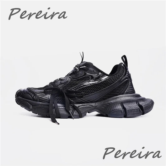 Sneakers da uomo street style con suola spessa, nuovi colori misti, scarpe casual unisex con lacci, comode e traspiranti, per running e camminata