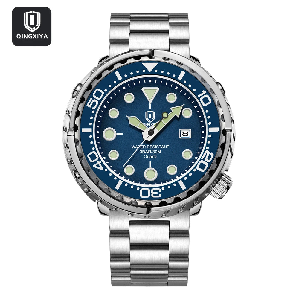 QINGXIYA Sports Men Quartz Watch Silicone Strap Waterproof Luminous Date Wristwatch Mens Military Clock Man Relogio Masculino