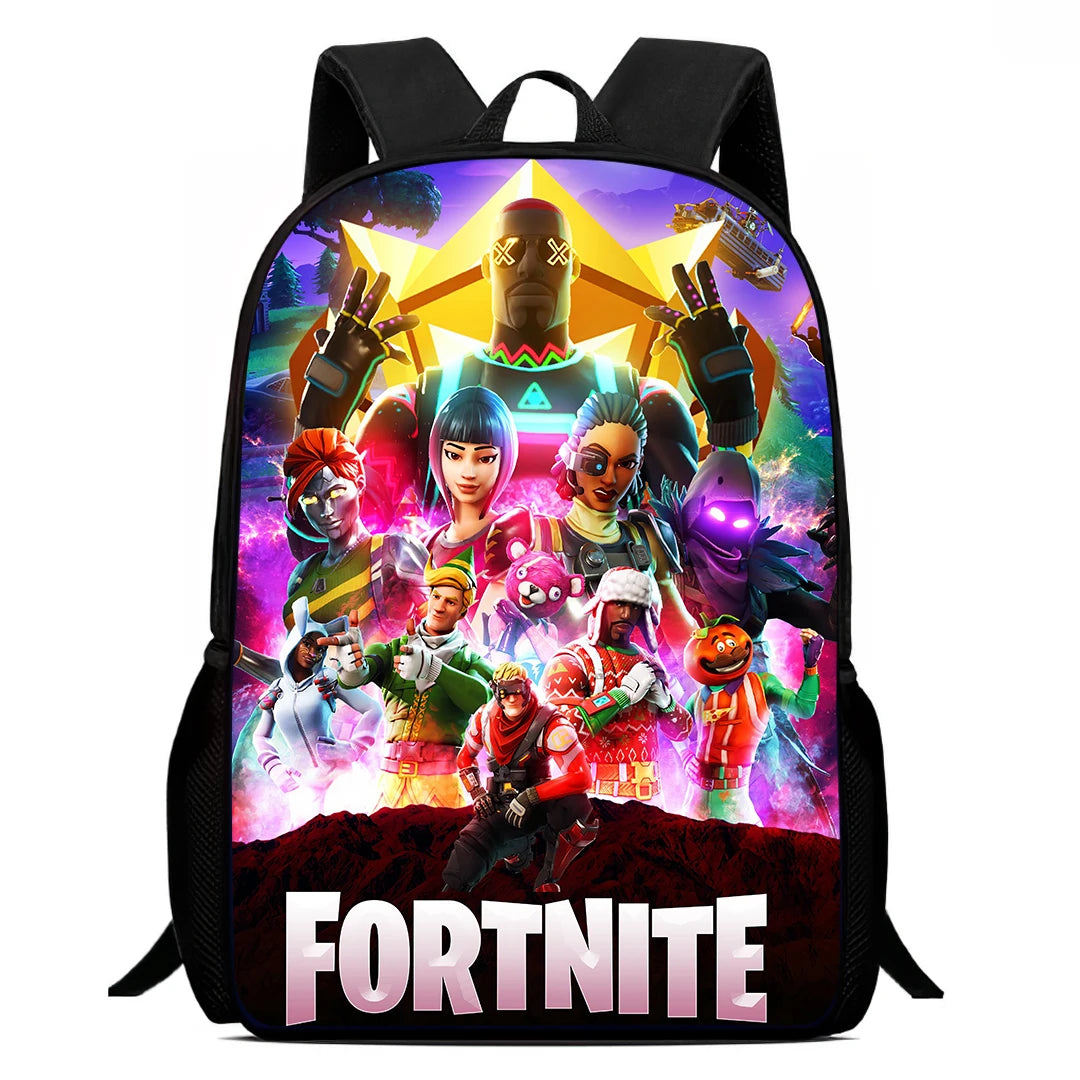 Mochila Escolar Fortnite de 15 Polegadas com Desenho Animado para Crianças, Meninos e Meninas, Mochila Leve com Estampado de Jogo, Grande, Adequada para Idades dos 5 aos 8 Anos