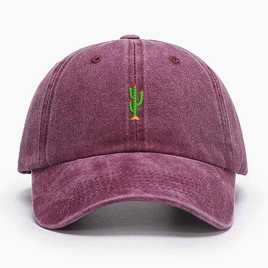 Casquette de baseball vintage souple avec broderie « Mini Cactus » pour homme et femme, effet délavé, pour le sport, la pêche, papa, visière, été, automne, casquette à visière