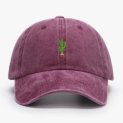 Casquette de baseball vintage souple avec broderie « Mini Cactus » pour homme et femme, effet délavé, pour le sport, la pêche, papa, visière, été, automne, casquette à visière
