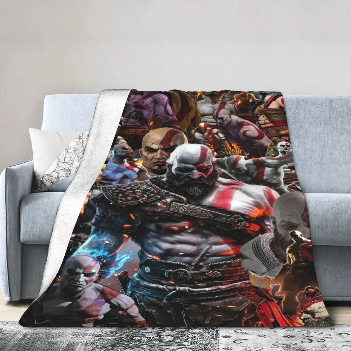 God of War Game Gamers Kratos Blanket  Decorative Flannel Bedding Throws For Couch Chair Sofa Bed Soft Bedspread Gift Idea