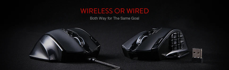 Mouse da gaming Redragon M913 16000 DPI cablato e wireless 2.4Ghz RGB ottico, 16 pulsanti programmabili, mouse nero/bianco