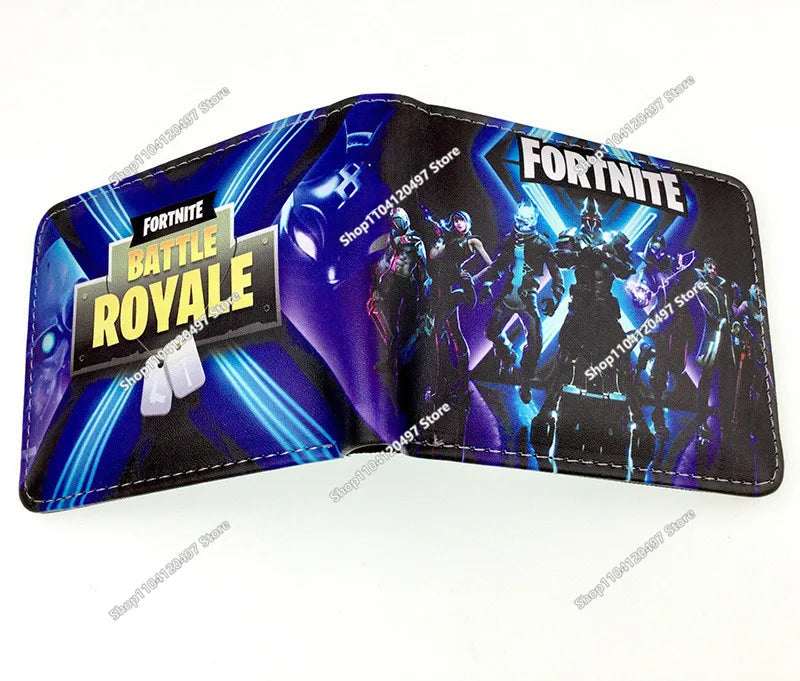Fortnite Shooting Game Peripheral PU Snap Button Wallet Anime Coin Purse Folding Leather Wallet Card Holder Student Gifts