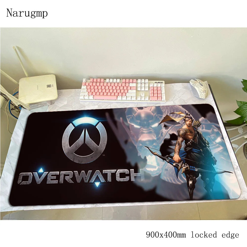 Tapete de rato Overwatch de aniversário, tapete para computador 900x400x3mm, tapete de rato gaming grande, presente para rato e teclado, jogos PC gamer, secretária