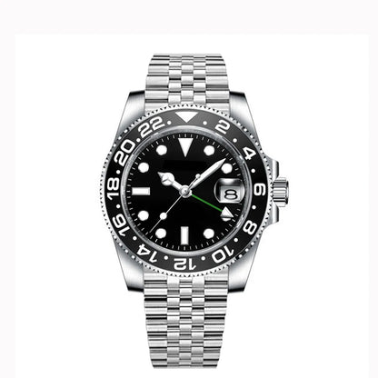 40MM Custom Logo New Men Quart Wristwatch Jubilee Stainless Quartz GMT Watch Sapphire Glass Men Watches Waterproof Luminous