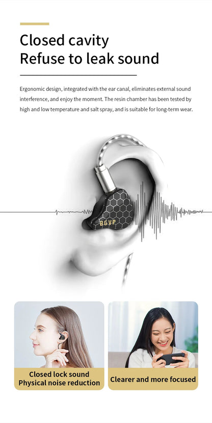 BGVP Scale 2DD HiFi Wired Earphones In Ear Monitor Headphones with 6D Sound Effects, Gaming Headset, Bass Stereo Earbuds with Detachable Cable