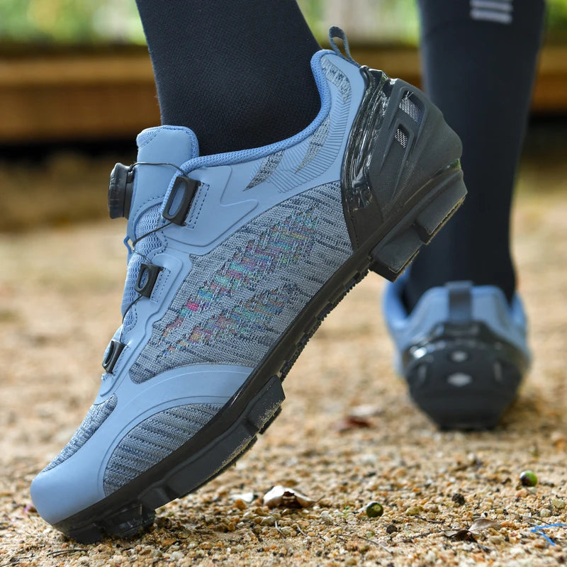 Scarpe da ciclismo MTB uomo donna T03 viola traspiranti, a sgancio rapido, per ciclismo su strada, sport outdoor, racing e allenamento