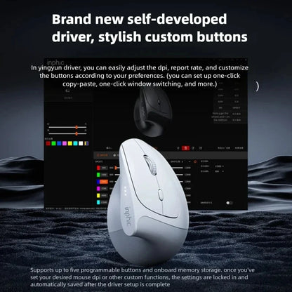 Rato sem fios vertical Inphic X9 PRO, carregamento rápido Type-C, ergonómico e silencioso, para escritório, portátil, PC, computador e gaming