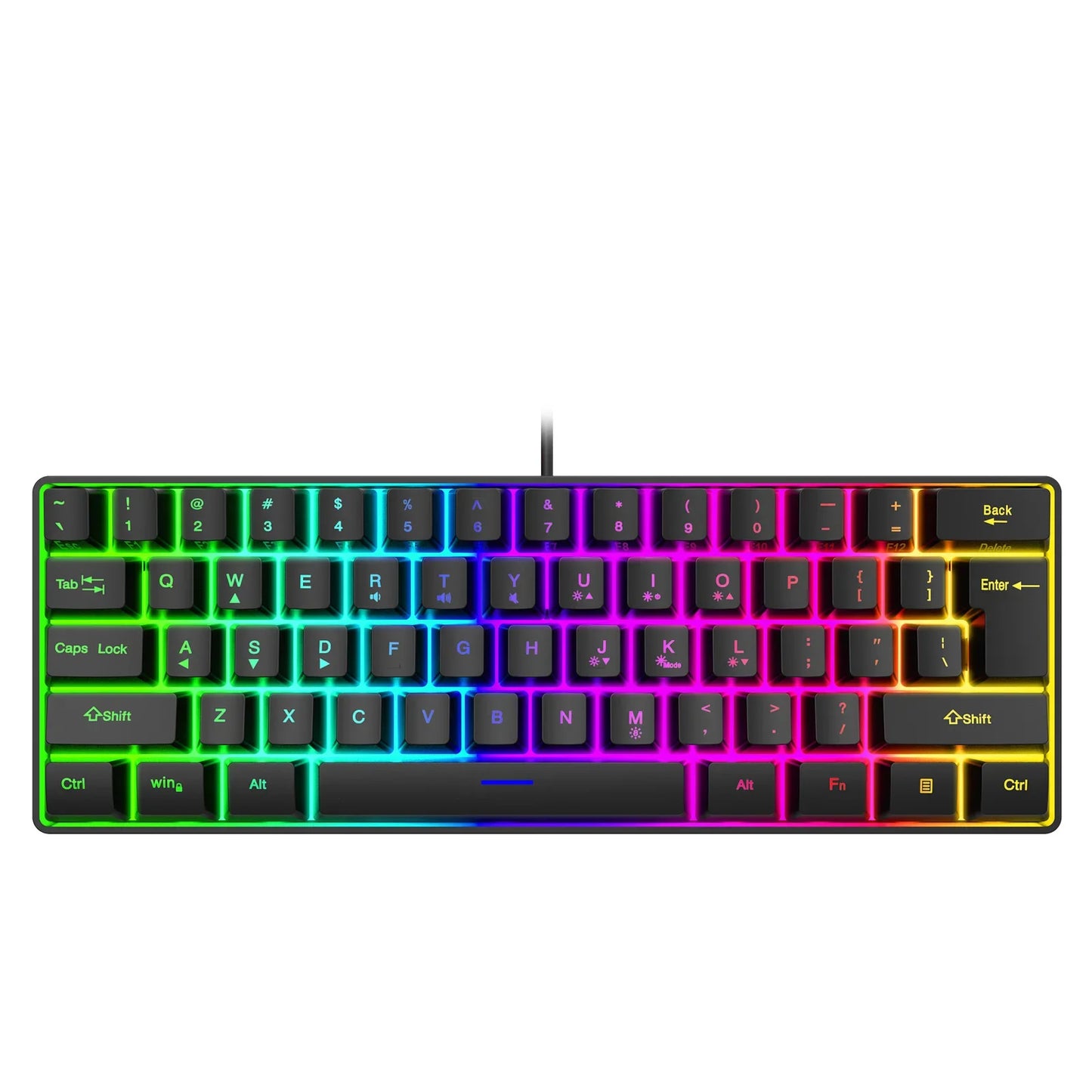 Gaming Keyboard, Russian/English RGB Backlit 61 Key Ultra-Compact Keyboard, Waterproof Mechanical Feeling Office Gaming Keyboards