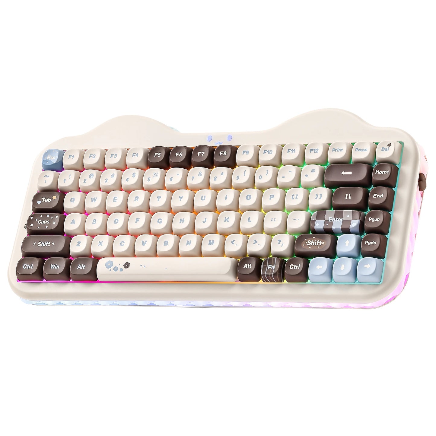 Teclado mecânico sem fios YUNZII C75, 75% cremoso com Hot Swap e RGB personalizável, design Gasket Cute Cake, para Win/Mac/Gaming