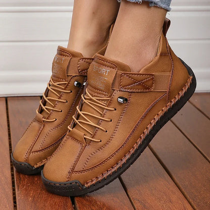 Handmade Leather Women Loafers Casual Comfortable Soft Soled High-quality Motorcycle Boots Fashionable British Tennis Nude Boots