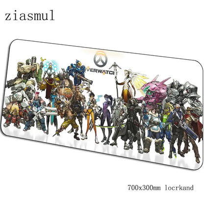 Tappetino mouse Overwatch cartoon per computer 700x300x3mm, tappetino gaming grande Indie Pop per mouse e tastiera, giochi PC gamer da scrivania