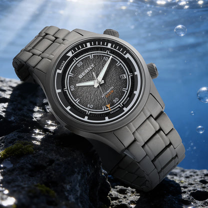 BERNY Automatic Diving Watches for Men Full Titanium Lightweight Super Luminous Mechanical Men's Diver Watch 20ATM Sapphire