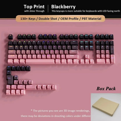 Conjunto de 133+ teclas OEM em gradiente para teclado mecânico gaming com switches Cherry MX, PBT retroiluminado RGB, layout ISO