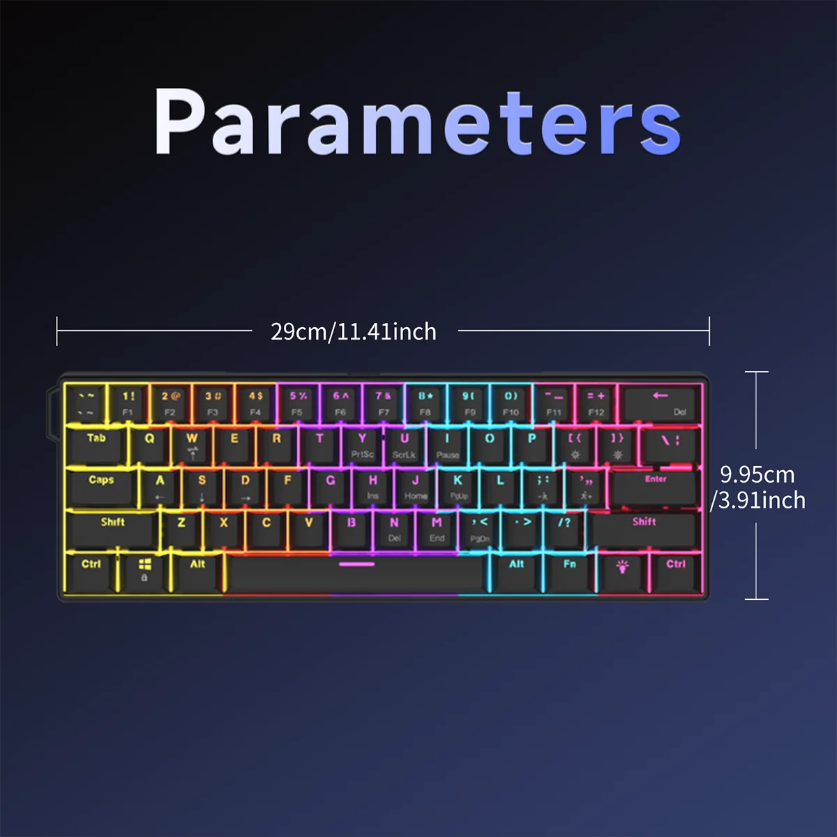 Ajazz NK61 Wired Mechanical Gaming Keyboard with full-key hot-swappable switches RGB lighting effects 61 keys red switches