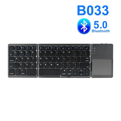 Teclado Bluetooth triplo com touchpad, teclado mini portátil recarregável sem fios para Windows Android iOS