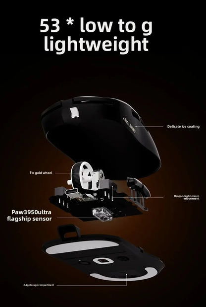 Bezprzewodowa mysz gamingowa Bluetooth ATK Dragonfly A9, ergonomiczna konstrukcja, szybka reakcja, PAW3950 Ultra, 800mAh, lekka, 8KHz, e-sportowa