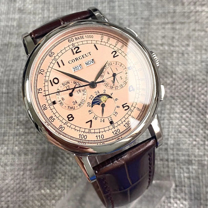 Automatické hodinky pro muže Multification, datum, den, měsíc, rok, mechanické pánské hodinky z 316L s leštěným pouzdrem, ukazatelem den/noc, 42mm