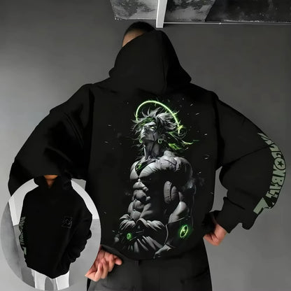 New Dragon Ball Z Broly Neon Halo Art Printed Hoodie Sweatshirt Men's and Women's Hoodie Men's Tops Sports Hoodie Y2K Hoodie