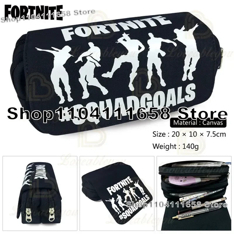 Fortnited Trousse Large Capacity Waterproof Velcro Pencil Case Student Black Estuche Stationery School Pennenzak Supplies