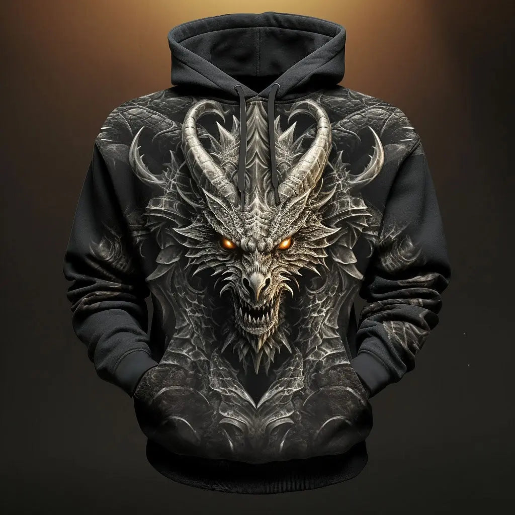 Men's Dragon Graphic 3D Hoodies Sweatshirts Cool Daily Long Sleeve Crew Neck Party Holiday Streetwear Fall Winter Tracksuit Coat