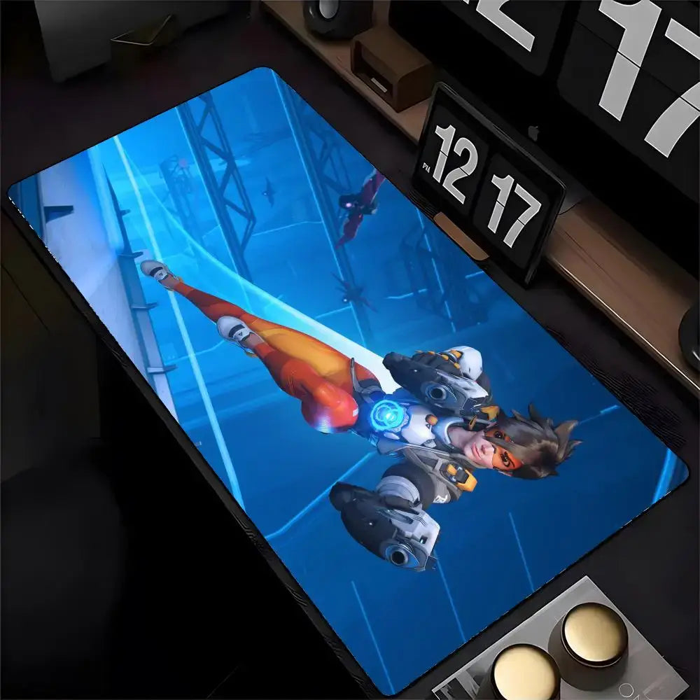Tapete de Rato Overwatch Genji com Impressão HD para Computador e Gaming, Bordas Reforçadas, Antiderrapante, XXL90x40cm, Tapete de Secretária para Teclado e PC