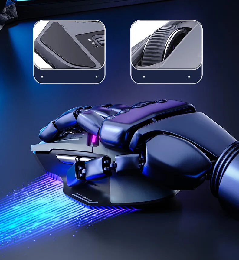 Mouse da gaming wireless Inphic IN9PRO 26000DPI 8K Polling Rate Bluetooth 5.0 cablato 2.4G tri-mode RGB ergonomico