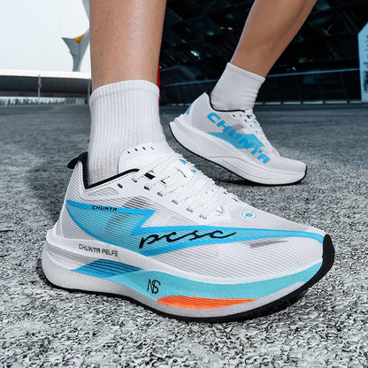Men Running Shoes Carbon Board Speciality Marathon Sports Breathable Lightweight Women's Comfortable Nonskid Chunta Sneakers