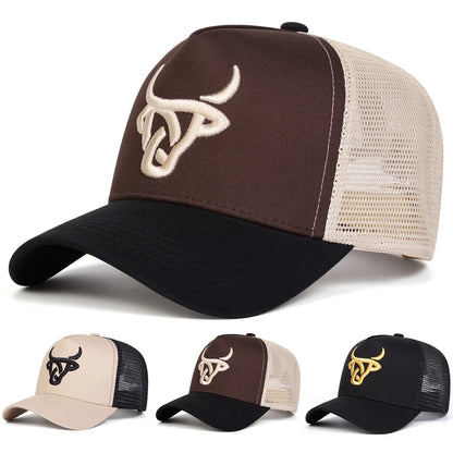 Casquettes de baseball unisexes à broderie « tête de bœuf », pour le printemps et l’été, pour l’extérieur, ajustables, décontractées, casquettes « dad hat », casquettes anti-UV