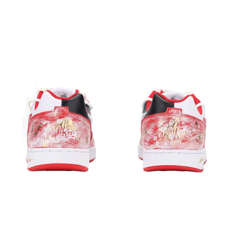 Custom Sneakers Nike EBERNON "Fiery Red Snake"  Gold Foil Craft  Vintage Distressed  Wear-Resistant  Low-Top Unisex Sneakers